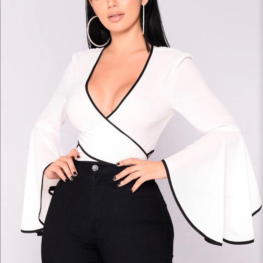 White Bell Sleeve Top